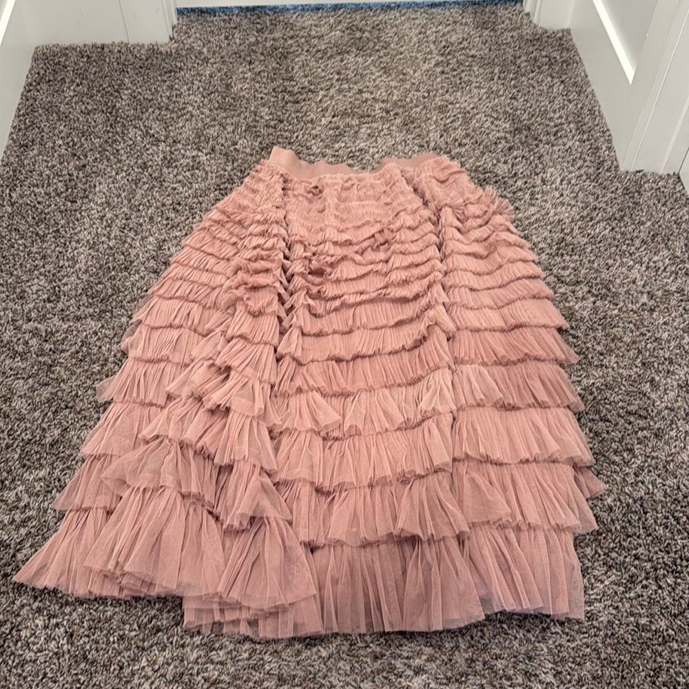 Lucky Brand Tulle Ruffle Maxi Skirt